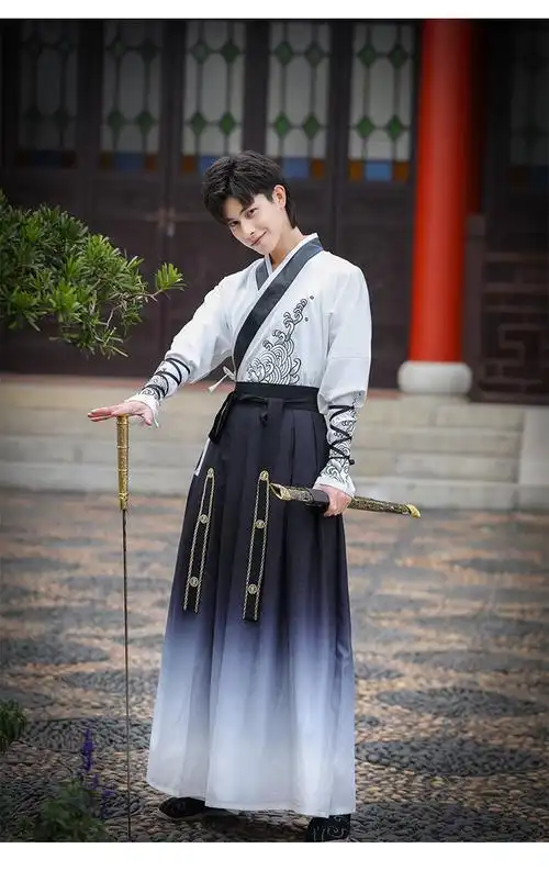 汉服男中国风古风武侠剑客男士大码公子学生班服套装秋冬古装衣服两岸