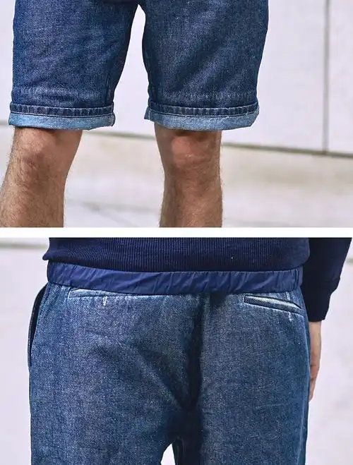 休闲时尚卷边牛仔短裤047深蓝色