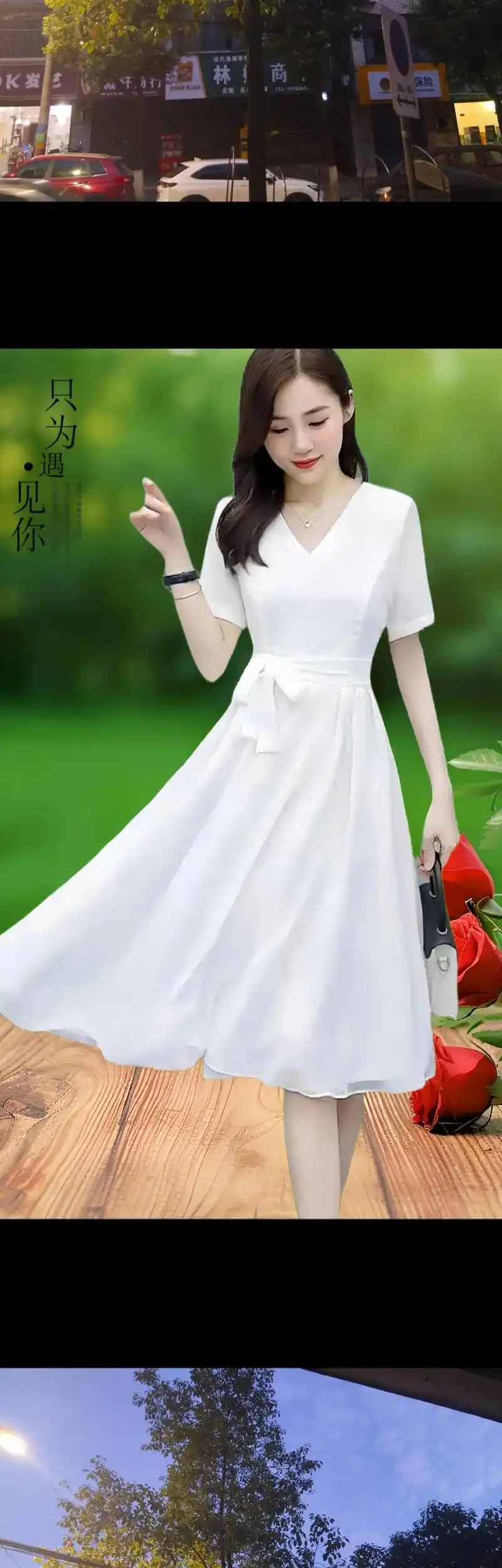 时尚高档纯色真丝连衣裙