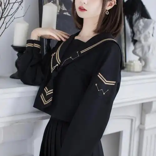 正统jk制服中长裙 日系水手服女学院风中间服百褶软妹套装  小姐姐最