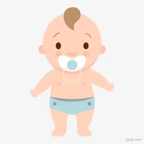 戴奶嘴学走路宝宝矢量插画png素材透明免抠图片-卡通手绘