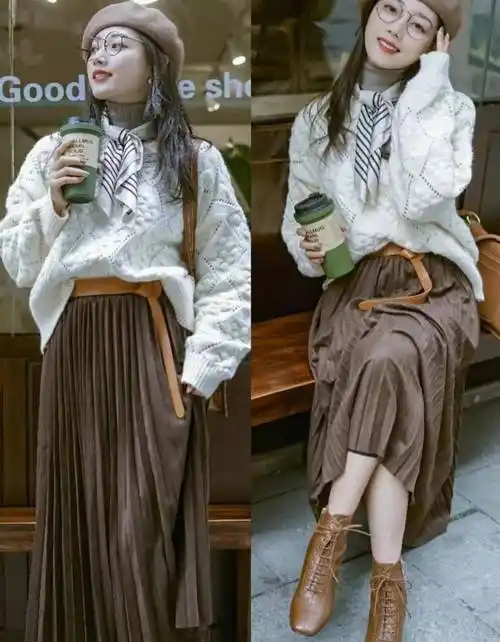 秋冬百褶裙搭配, 掌握这3种经典搭配,百褶裙不用再往衣柜里藏