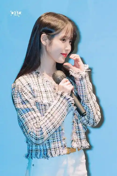 李知恩iuaena格子马甲可爱写真_时尚_短裙_look