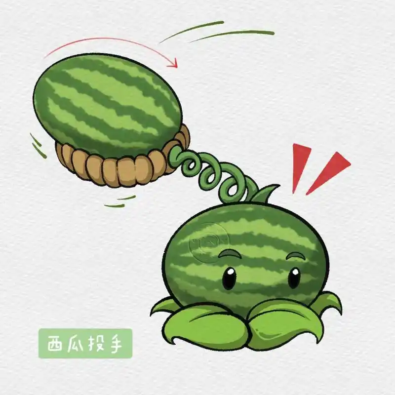 植物大战僵尸系列简笔画练习|西瓜投手～炎炎夏日,给你来颗西瓜 - 抖