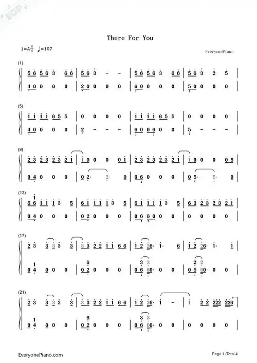 there for you-martin garrix and troye sivan-钢琴谱文件(五线谱