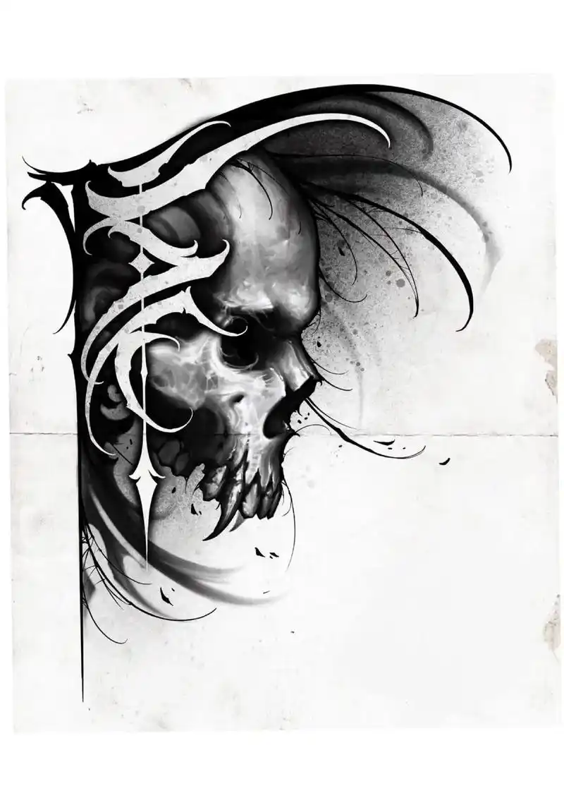 手稿分享#穿孔纹身 #骷髅纹身图案 #图腾纹身 # - 抖音