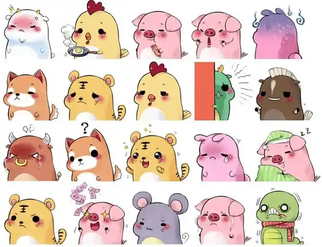展开全部 你好 此表情包的名字叫做  《12生肖肉团》 以下是部分表情