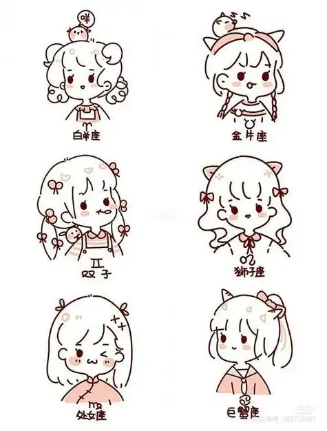 十二星座少女简笔画12星座女孩简笔画又简单又可爱63每天学一幅简笔画