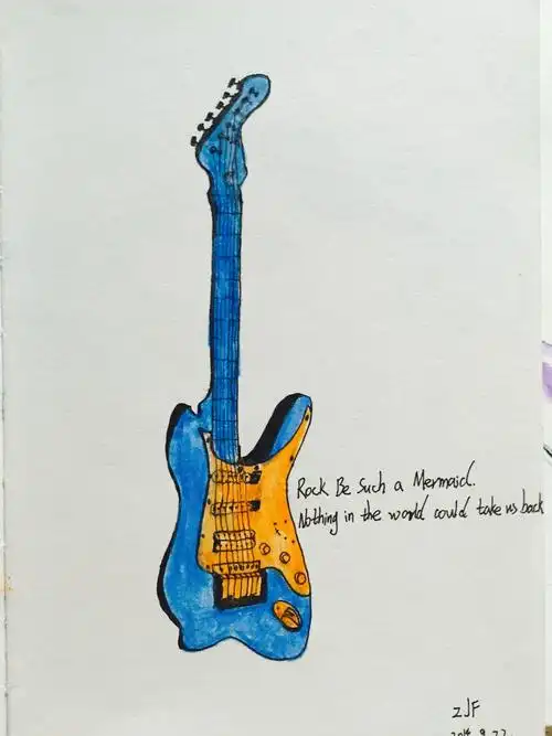 手绘彩铅吉他|纯艺术|绘画|jenniferfer - 原创作品 - 站酷 (zcool)