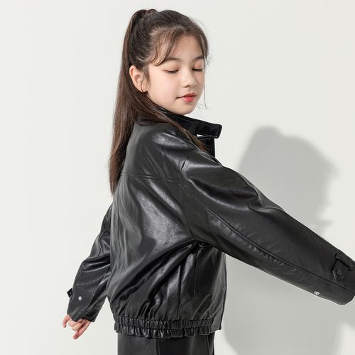 巴拉巴拉女童外套皮衣2022春秋新款儿童皮夹克中大普通外套