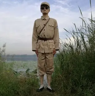 掌柜实拍 土黄色卡其色八路军军装 儿童成人红军长征游击队演出