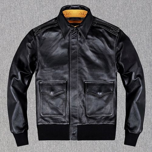 琦栗空军飞行员皮衣摩托车机车骑行牛皮大码男皮夹克外套真皮男美式复