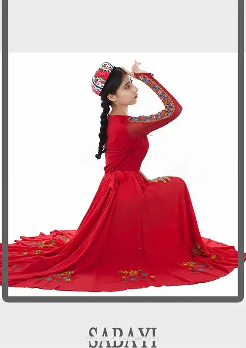 新疆舞大摆裙新疆民族舞蹈服维族舞中长款练习裙广场舞演出服大裙半身