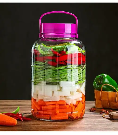 四川泡菜坛子加厚玻璃密封罐泡酒玻璃瓶腌制罐腌菜容器咸菜缸家用wt.