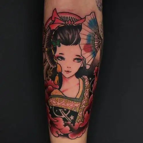 菲菲作品 艺妓. #上海纹身##艺妓纹身##彩色纹身