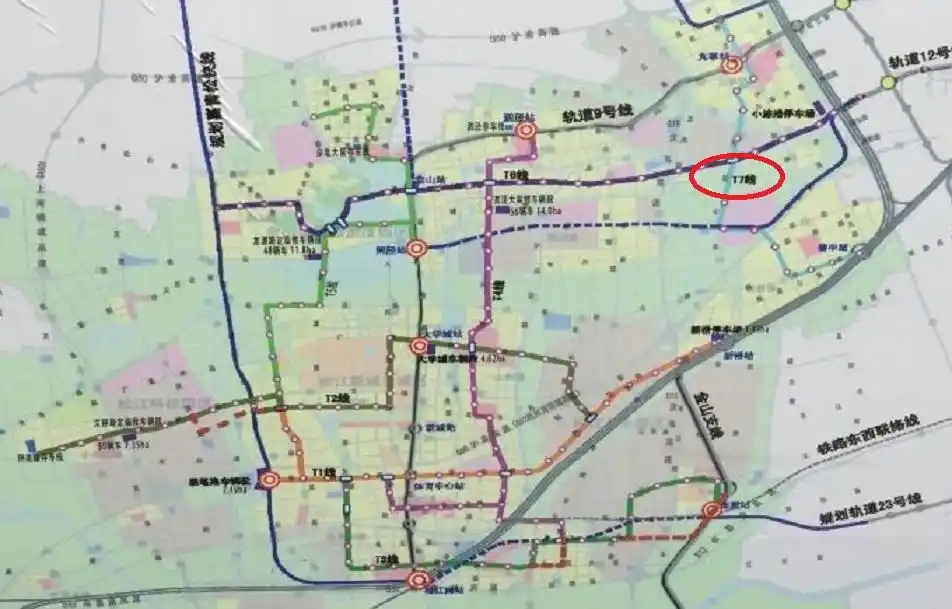 上海松江区轨道交通规划的更新:有轨电车t7线浮出水面