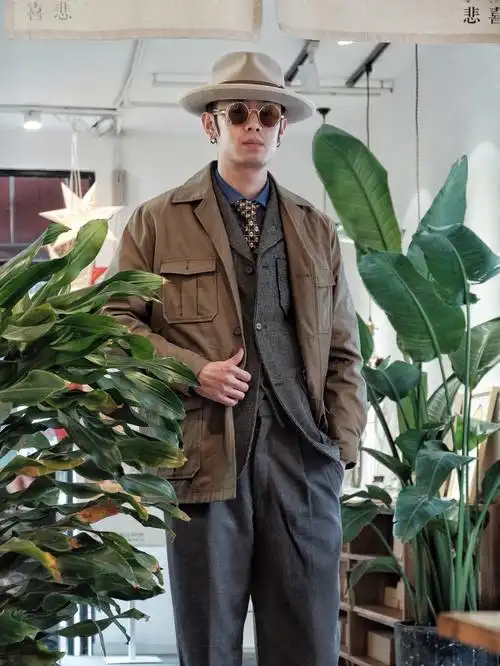 复古穿搭绅士猎装咖啡骑士古着穿搭