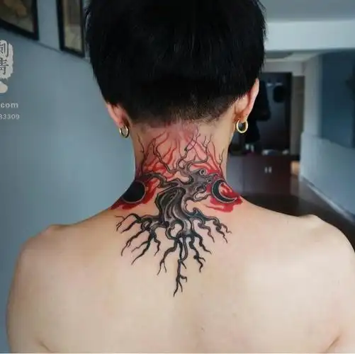 脖子_纹身图案手稿图片_喜仔的纹身作品集