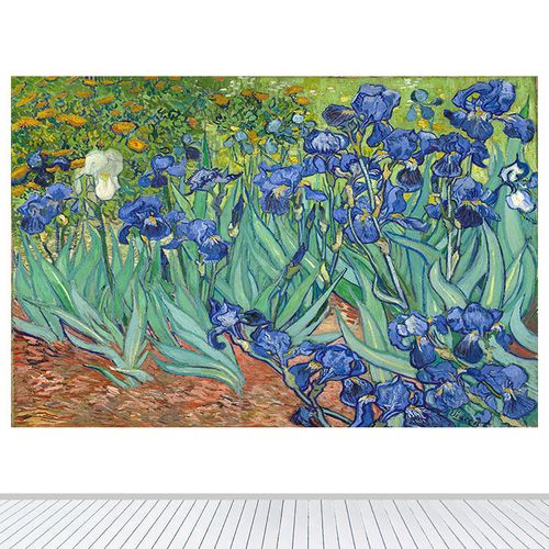 梵高作品名画油画版鸢尾花图客厅酒店宾馆墙贴装饰画自粘壁画定制