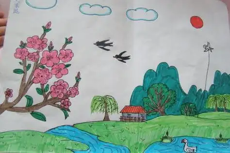 生机勃勃春天小学生优秀绘画