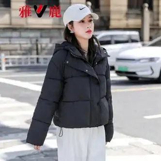 雅鹿新国标短款羽绒服女洋气连帽2023秋冬新款宽松学生小个子保暖外套