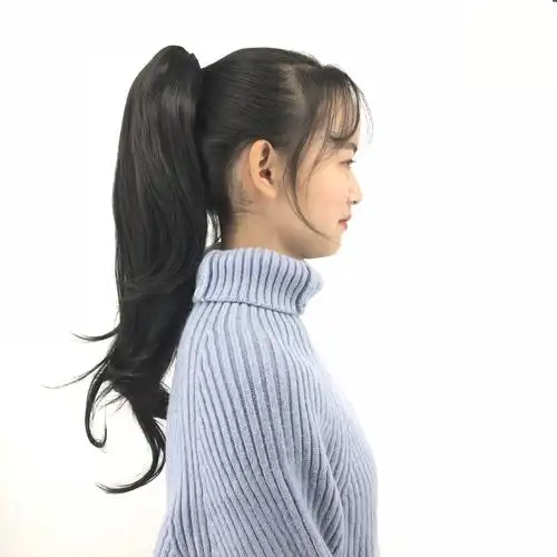 亚马逊新款马尾假发虎夹梨花卷长发马尾抓夹化纤卷发夹子马尾批发