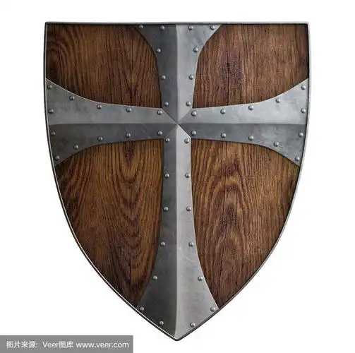 中世纪十字军的木盾孤立