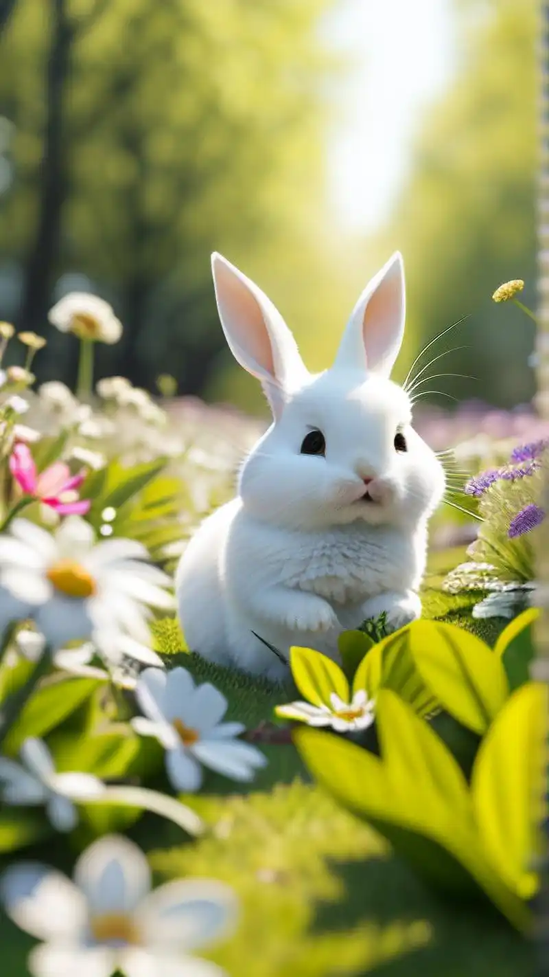 可爱超萌壁纸92,小兔草丛玩耍91