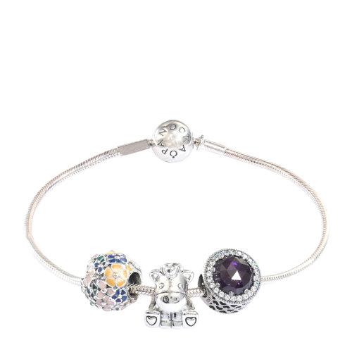 pandora/潘多拉 女士银色925银彩色串珠牛牛造型组合手串手环手链