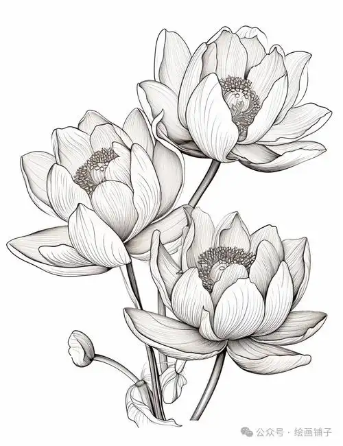 一系列荷花线稿资料,你捡到宝了!