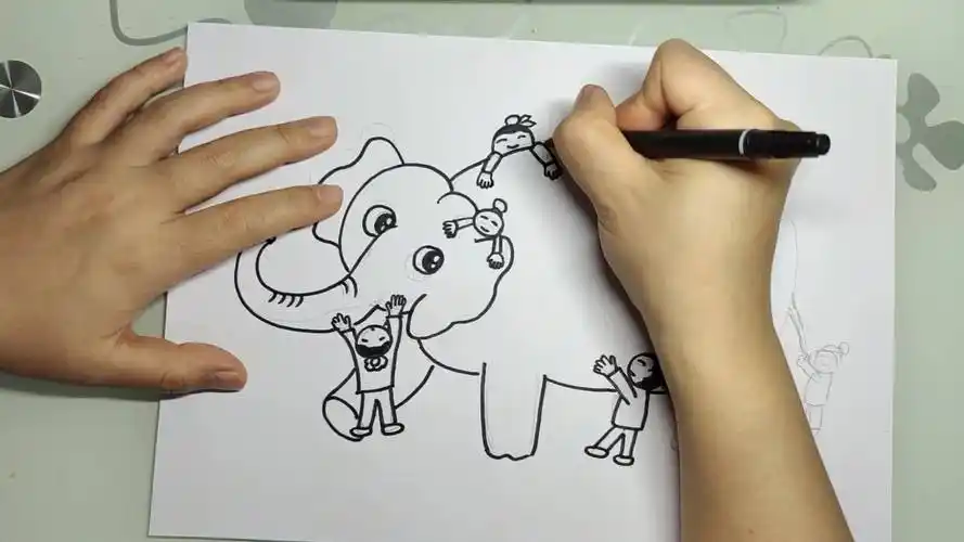 寓言故事(八)盲人摸象读书卡,有线稿可分享#读书卡 #简笔画-母婴亲子