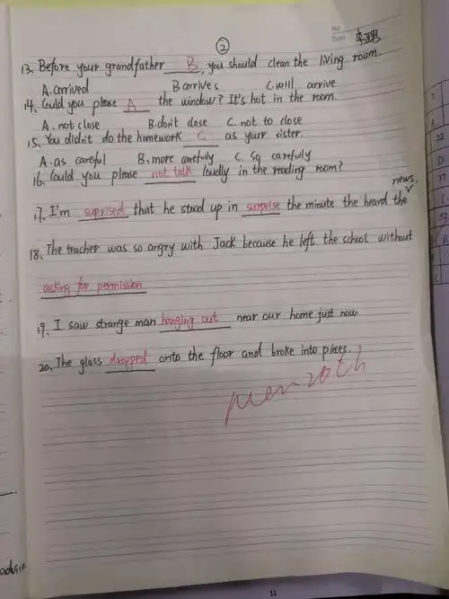 6班8下英语1一3单元错题集第二部分