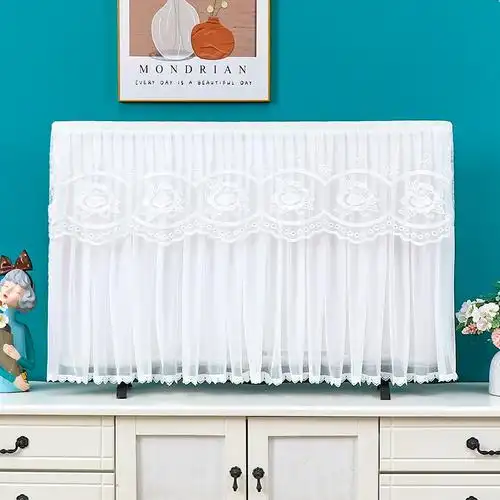 电视罩电视机罩防尘罩电视罩套新款开机不取高档蕾丝高级全包挂式