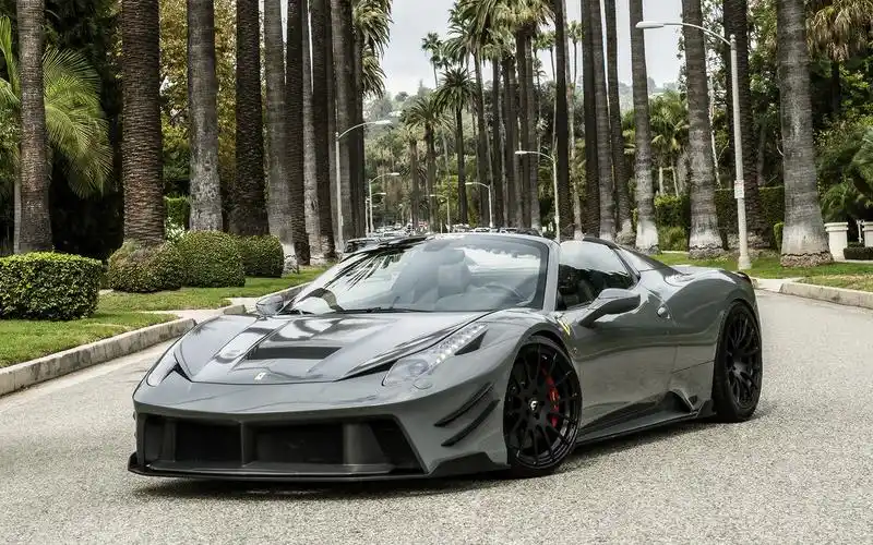 壁纸 法拉利458超级跑车银,棕榈树 1920x1200 hd 高清壁纸, 图片