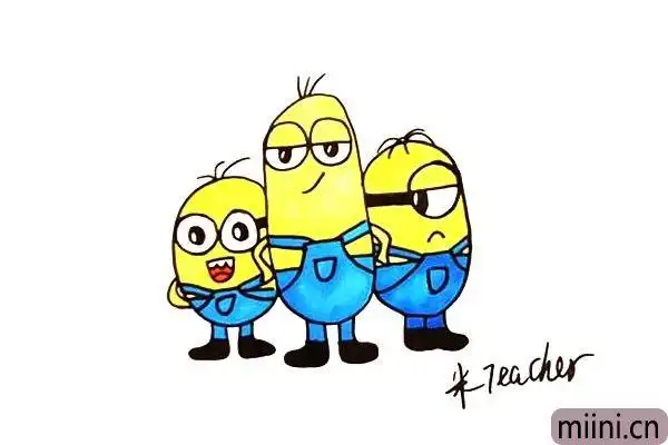 小黄人三剑客简笔画步骤教程