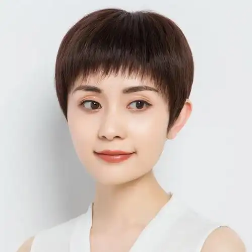 假发短发直发刘海时尚纹理发型自然蓬松头套整顶假发