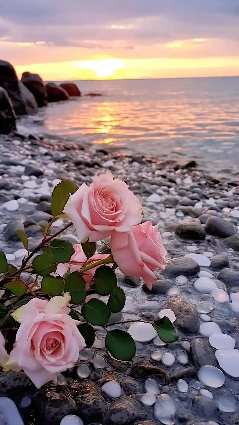 粉色玫瑰花.水边的粉色玫瑰花开了,看到这么美丽的玫瑰花,我想 - 抖音