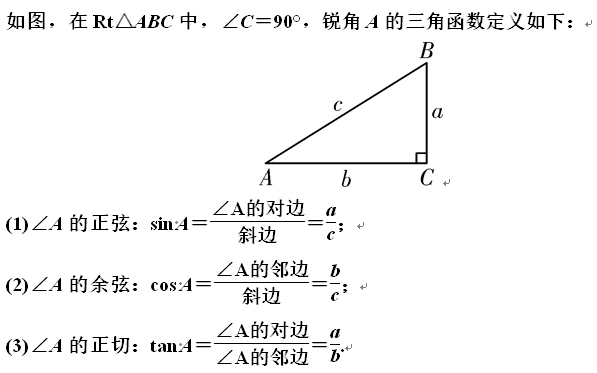 2021年初中数学锐角三角函数定义的理解习题1