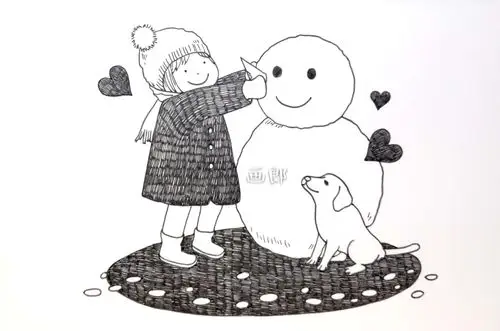 线描画教程(6) · 堆雪人啦