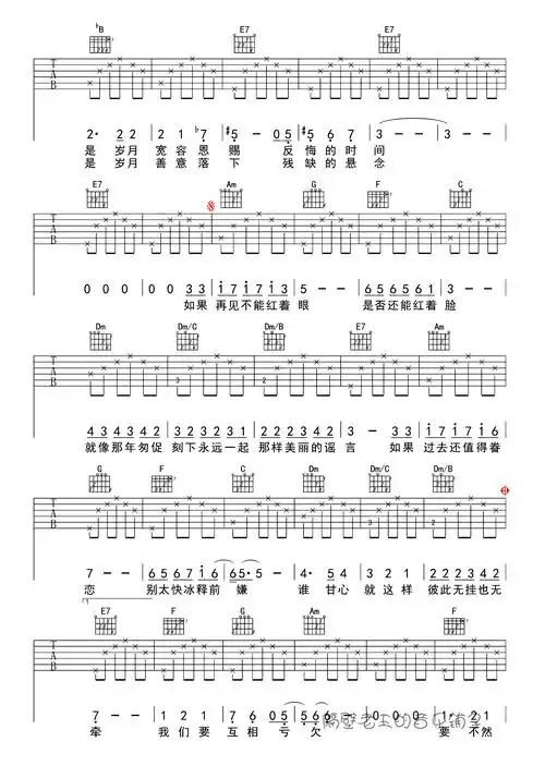 匆匆那年吉他谱 王菲 c调超原版 吉他弹唱谱