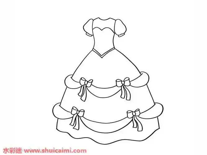 婚纱裙怎么画婚纱裙简笔画简单易画彩色