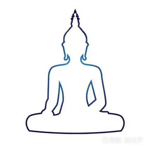 在白色背景上的坐佛剪影矢量插图