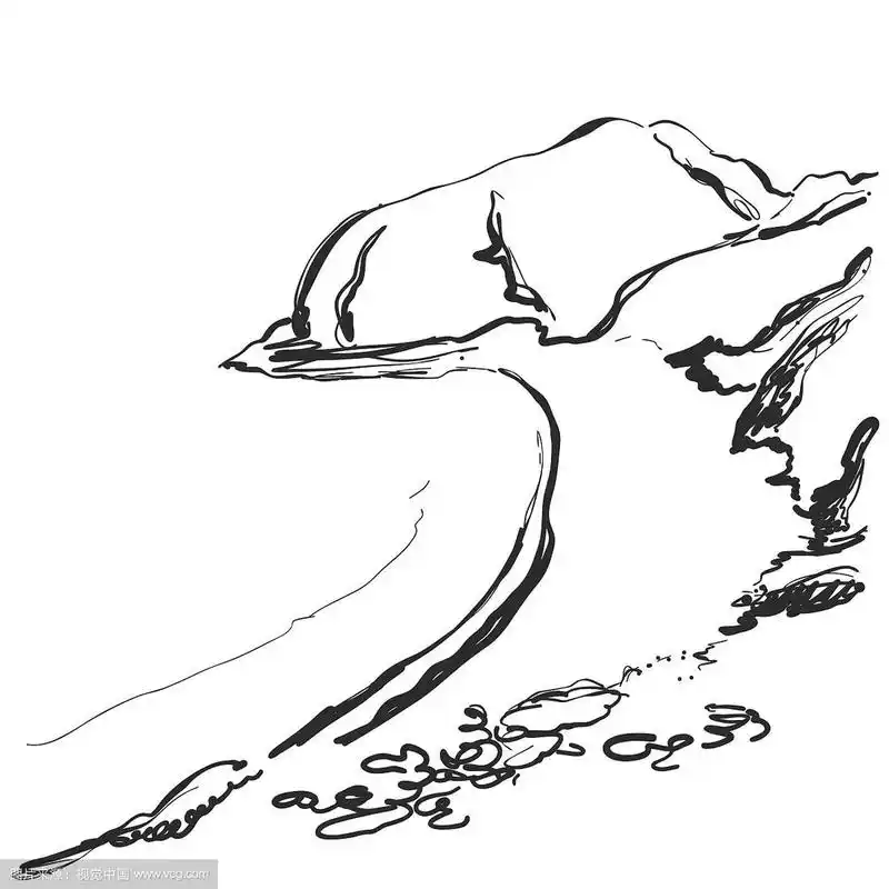 山脉素描手绘岩石