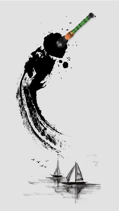 水墨毛笔笔刷中国风海报背景