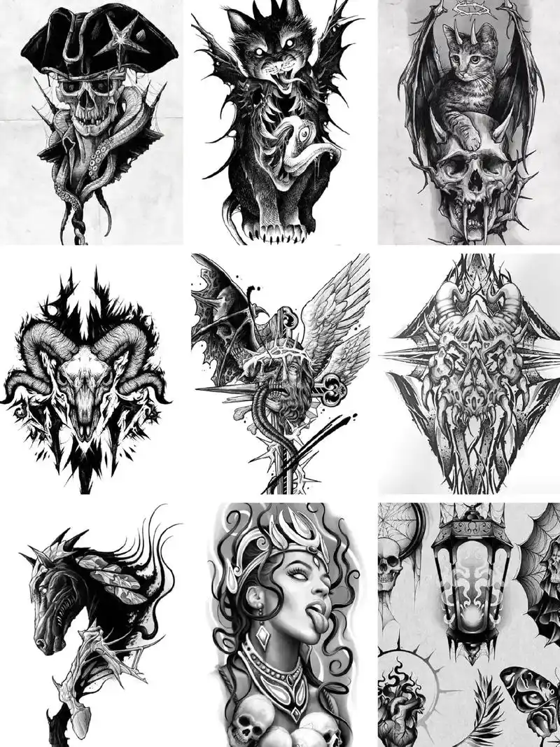 暗黑小众纹身 帅气图案.#tattoo #纹身 #手稿分享  - 抖音