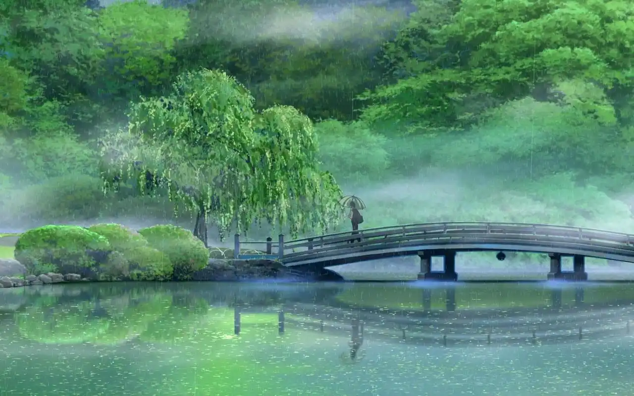 治愈系动漫《言叶之庭》绿色护眼电脑桌面壁纸第三辑