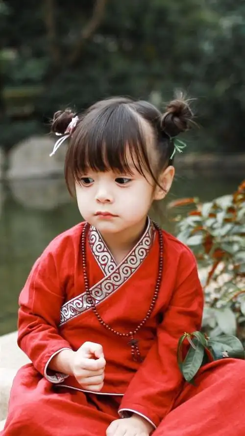 宝宝,小孩,红装,丸子头,手机壁纸可爱萌娃哈琳
