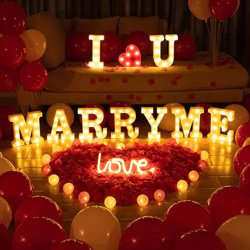 marryme求婚灯发光字母道具婚房布置love摆件表白气氛装饰led灯饰