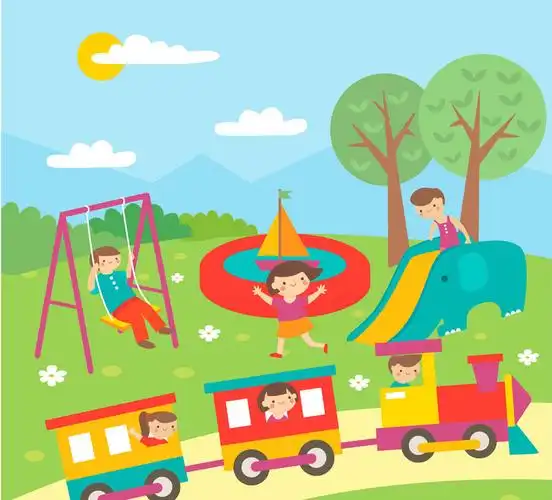 创意室外玩耍的儿童插画矢量图