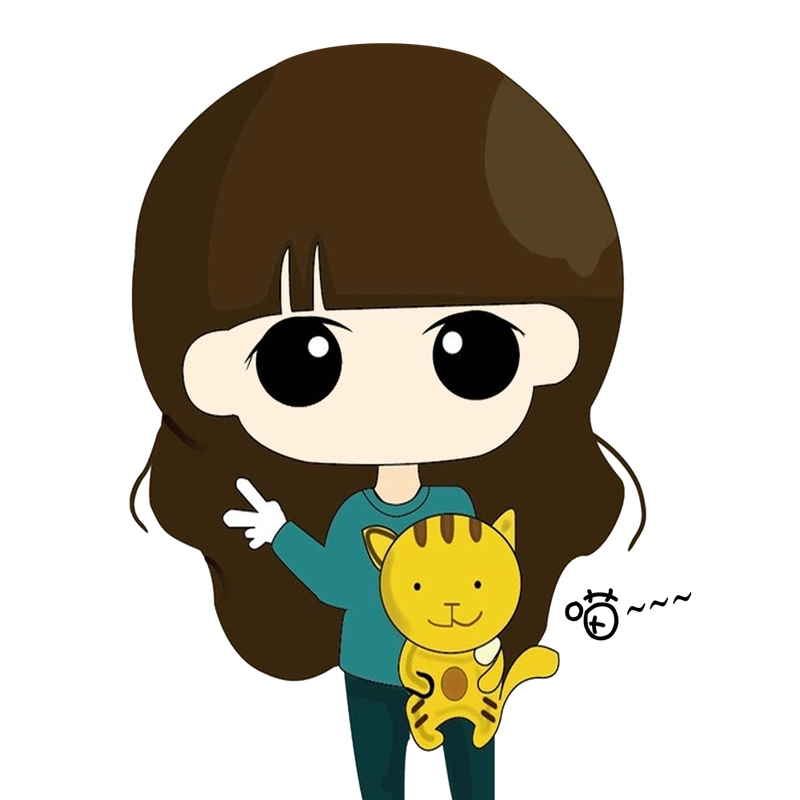 抱着小猫的小女孩q版人物png图片素材免费下